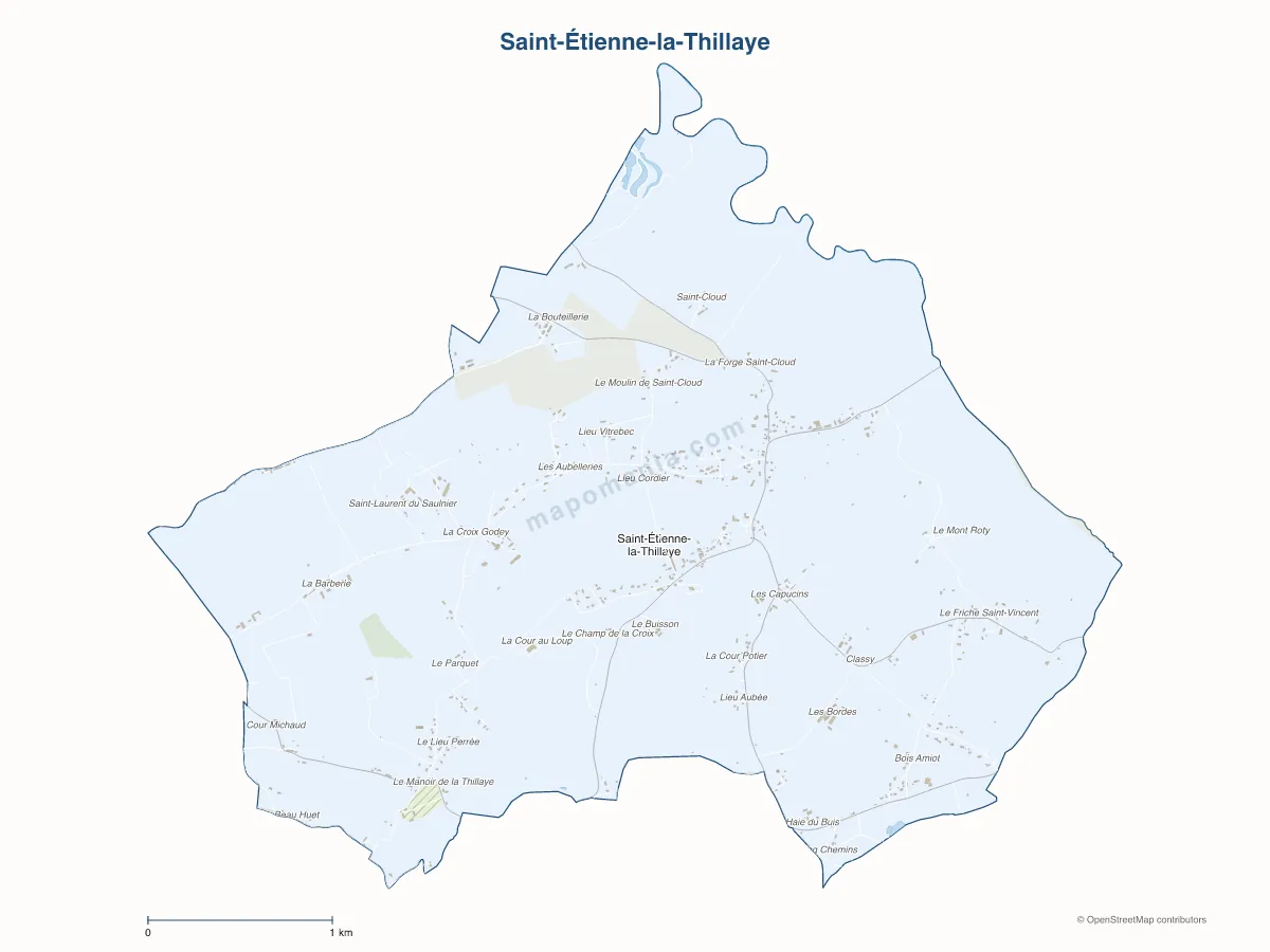 Carte de Saint-Étienne-la-Thillaye à personnaliser