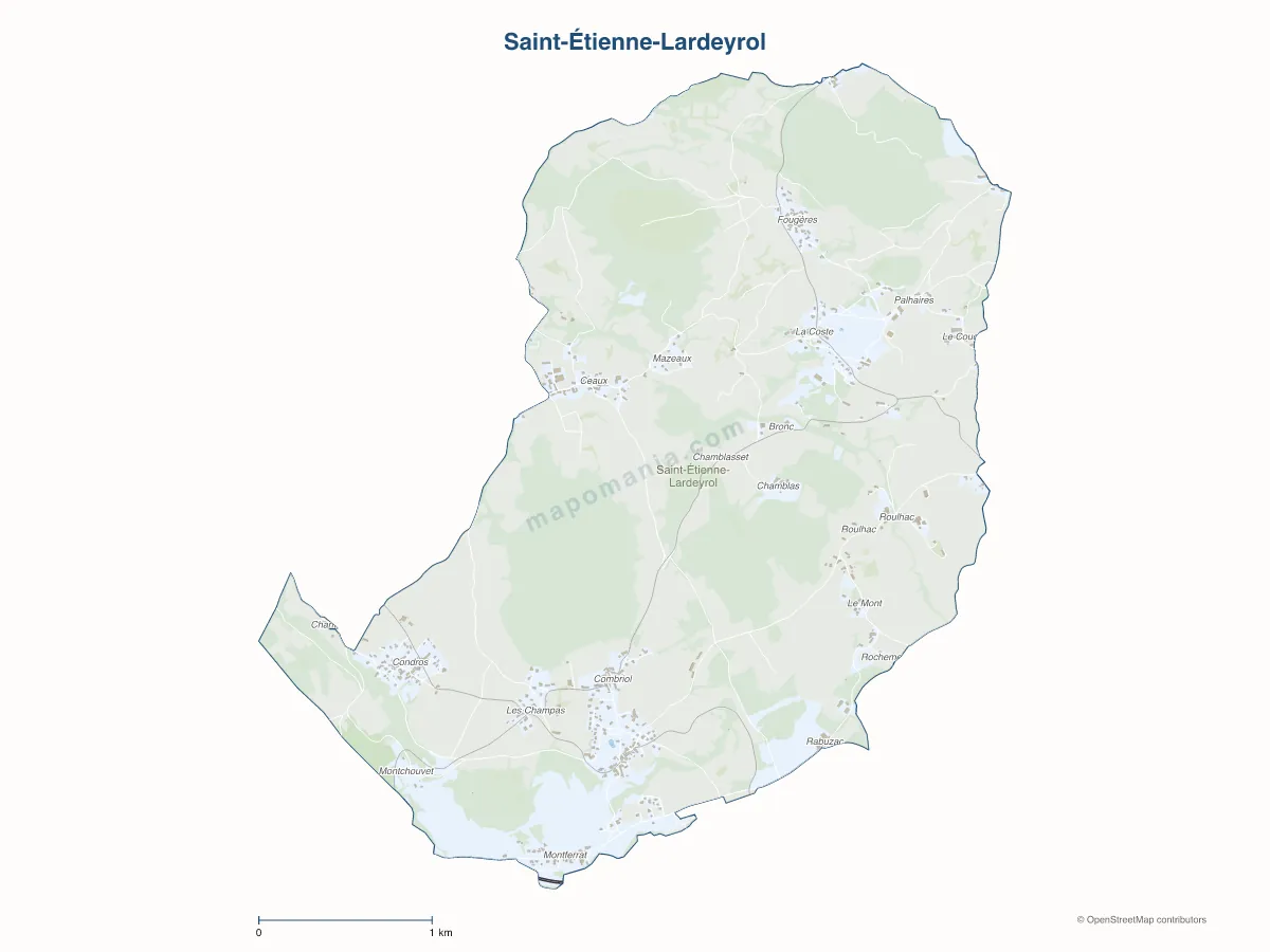 Carte de Saint-Étienne-Lardeyrol à personnaliser