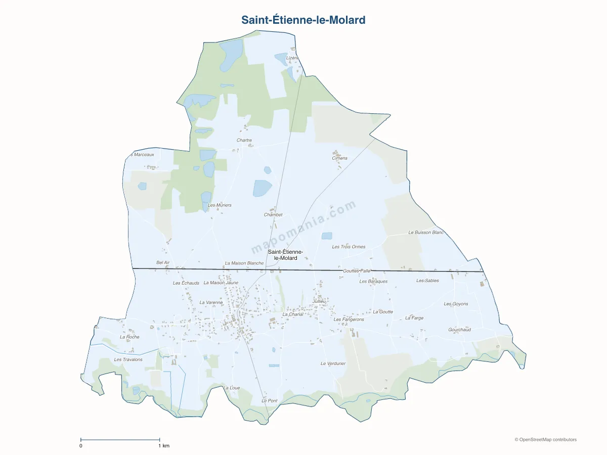 Carte de Saint-Étienne-le-Molard à personnaliser