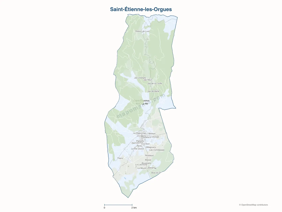Carte de Saint-Étienne-les-Orgues à personnaliser