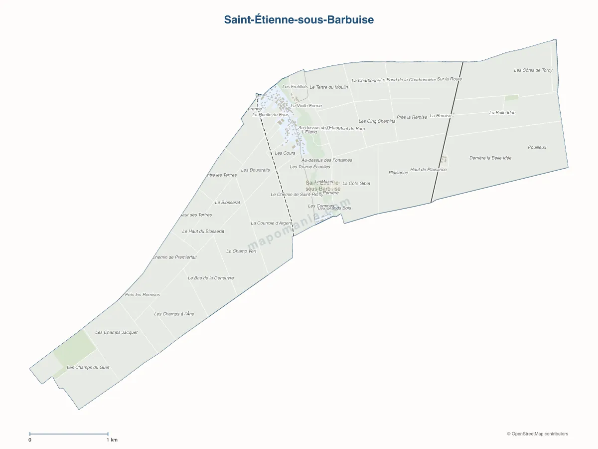 Carte de Saint-Étienne-sous-Barbuise à personnaliser