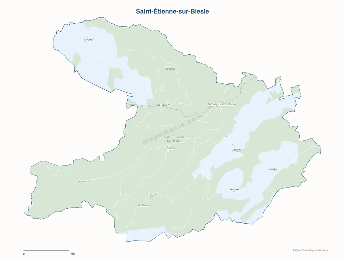Carte de Saint-Étienne-sur-Blesle à personnaliser