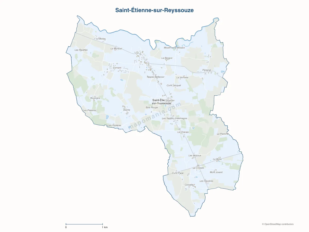 Carte de Saint-Étienne-sur-Reyssouze à personnaliser