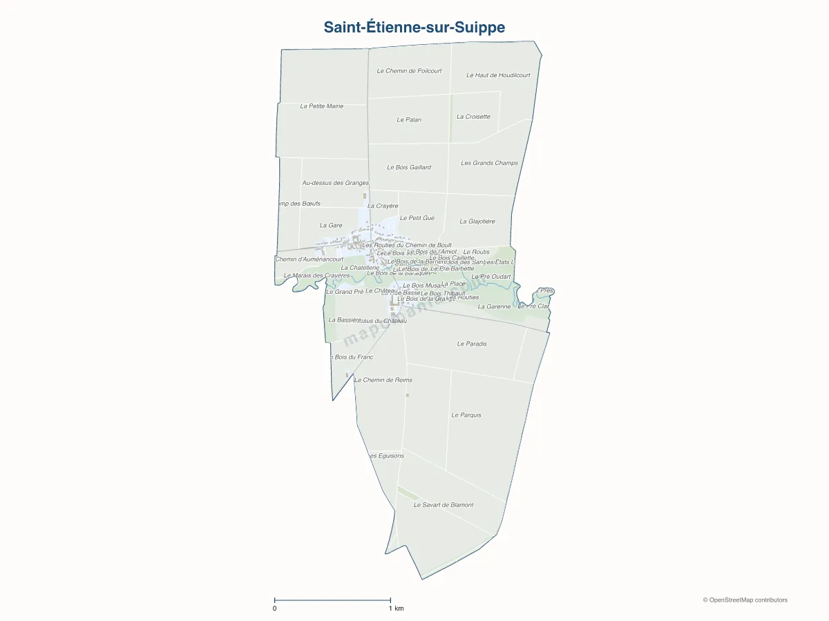 Carte de Saint-Étienne-sur-Suippe à personnaliser