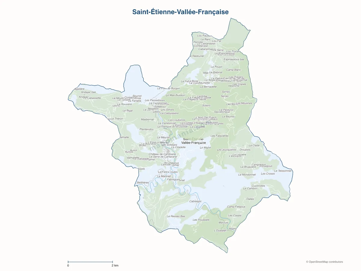 Carte de Saint-Étienne-Vallée-Française à personnaliser