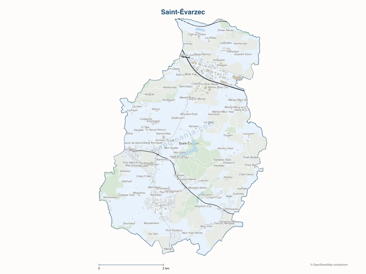 Carte de Saint-Évarzec à personnaliser
