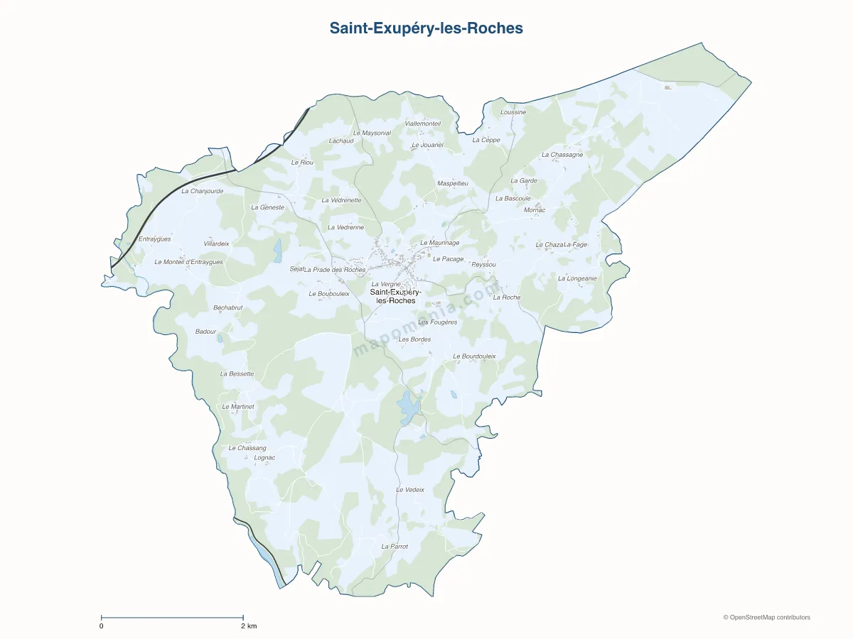 Carte de Saint-Exupéry-les-Roches à personnaliser