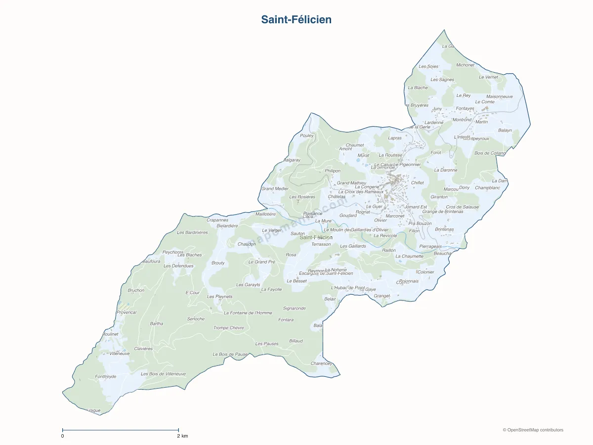 Carte de Saint-Félicien à personnaliser