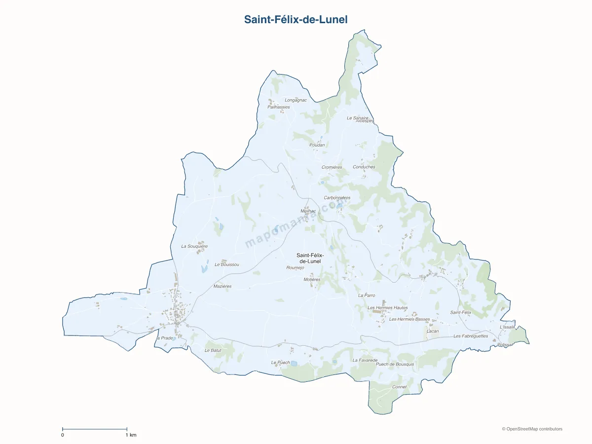 Carte de Saint-Félix-de-Lunel à personnaliser