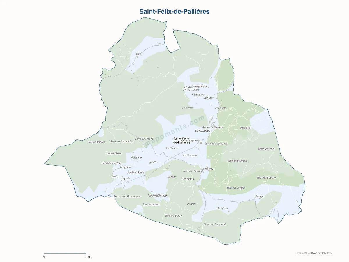 Carte de Saint-Félix-de-Pallières à personnaliser