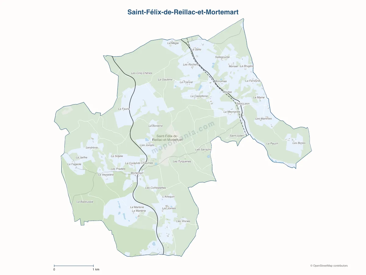 Carte de Saint-Félix-de-Reillac-et-Mortemart à personnaliser