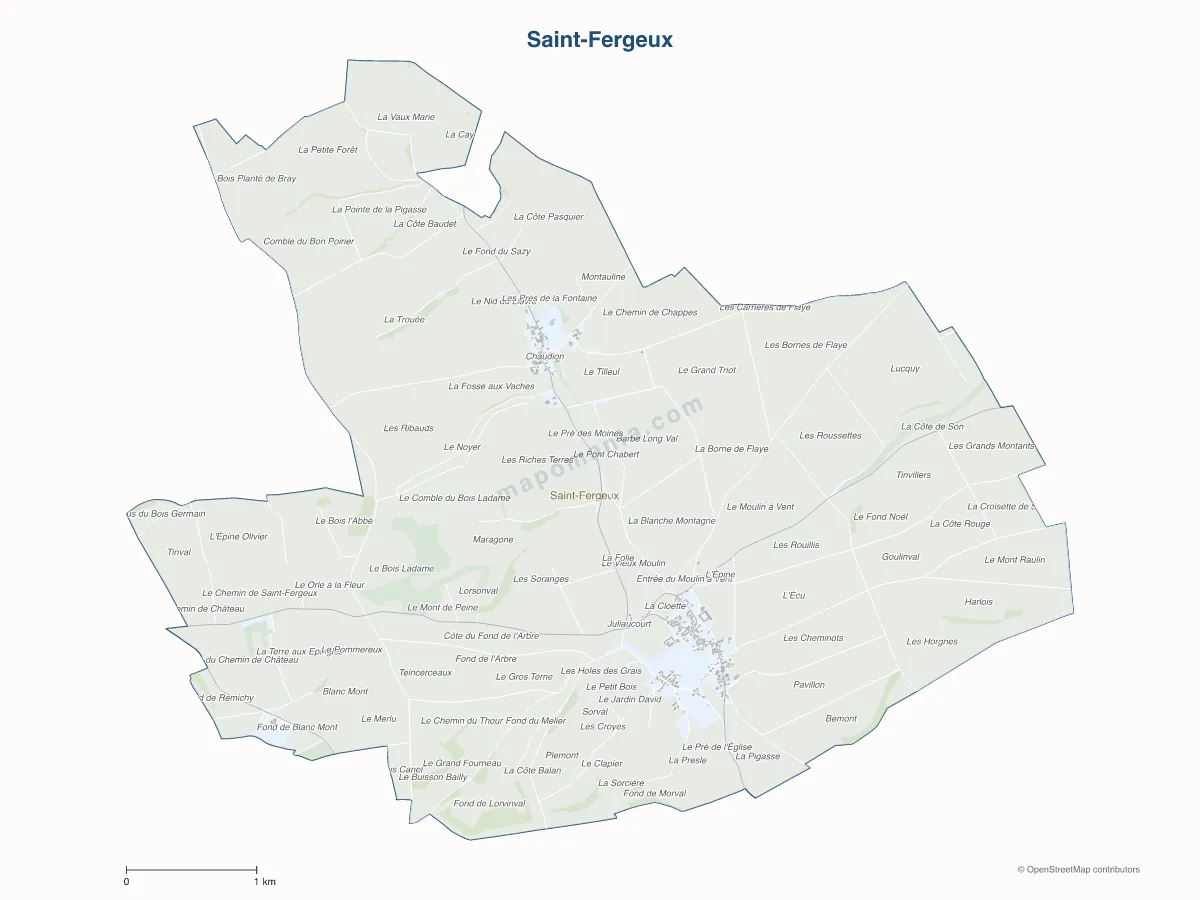 Carte de Saint-Fergeux à personnaliser