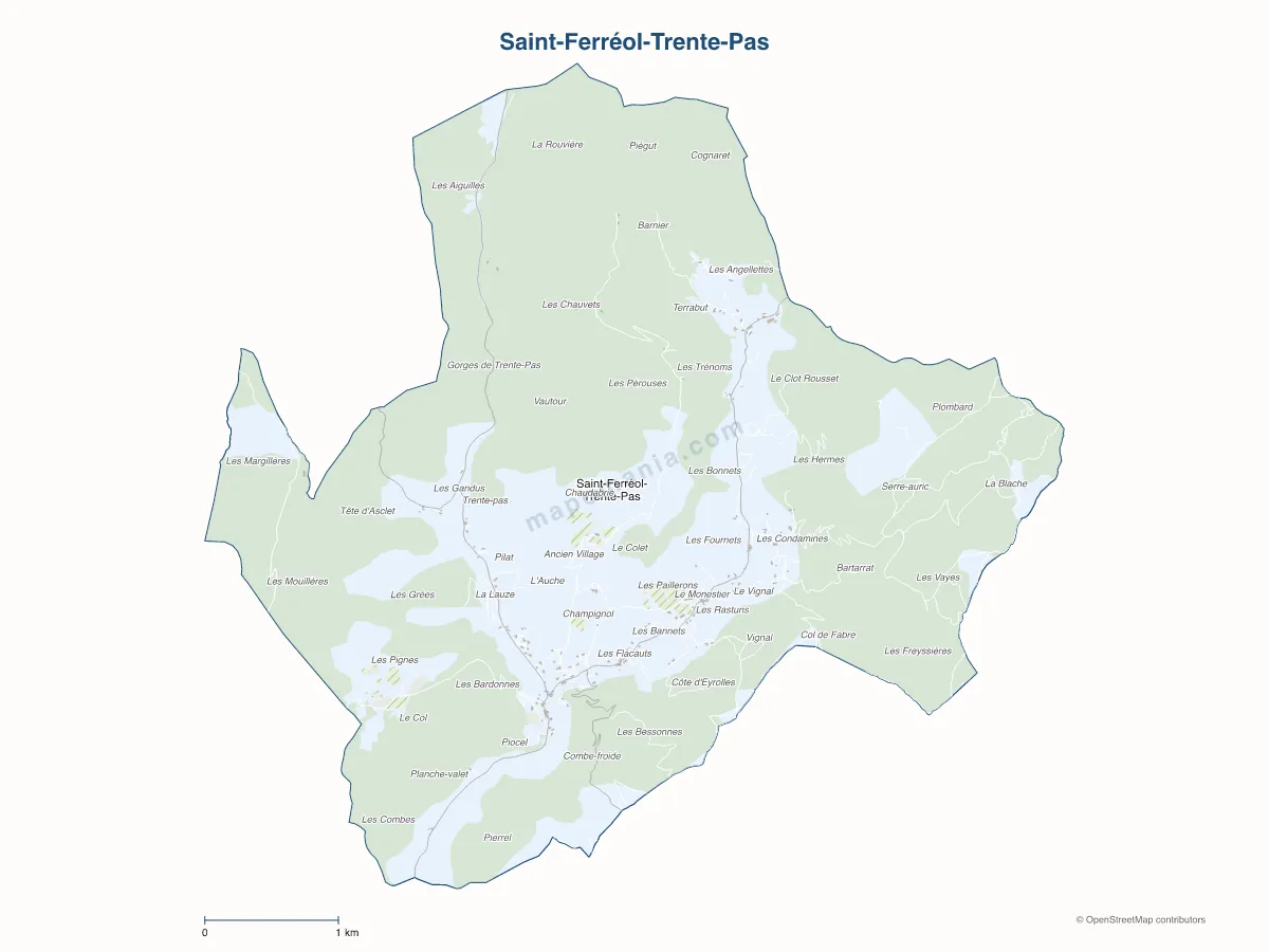 Carte de Saint-Ferréol-Trente-Pas à personnaliser