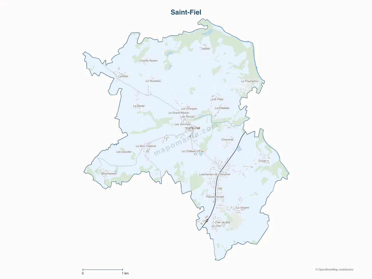 Carte de Saint-Fiel à personnaliser