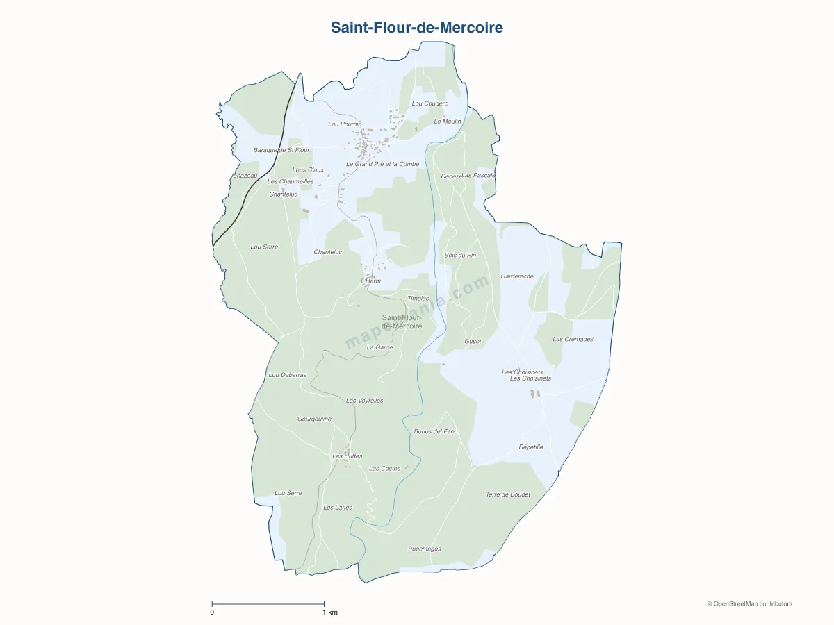 Carte de Saint-Flour-de-Mercoire à personnaliser