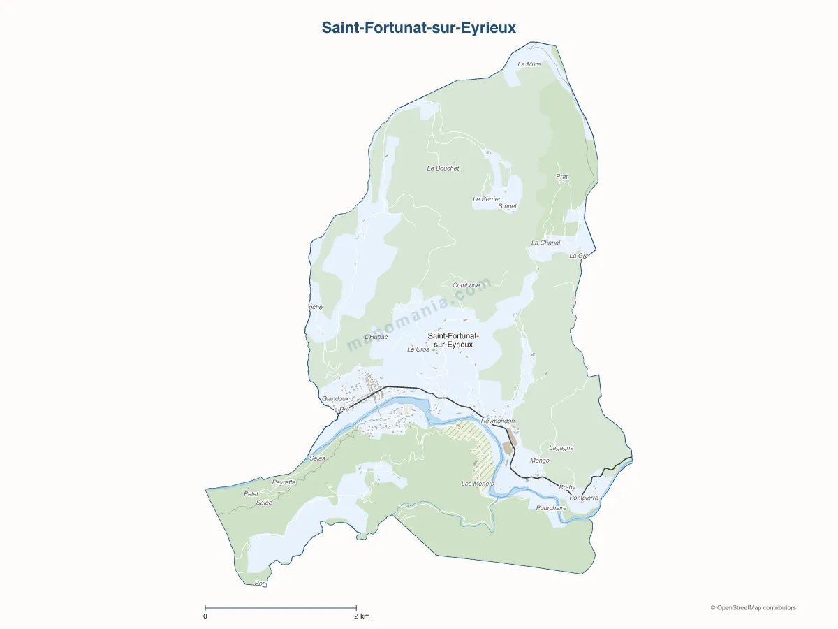 Carte de Saint-Fortunat-sur-Eyrieux à personnaliser
