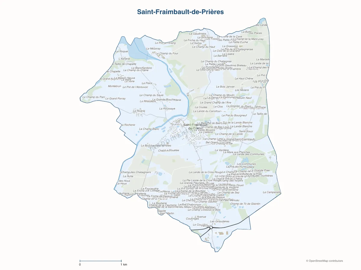 Carte de Saint-Fraimbault-de-Prières à personnaliser
