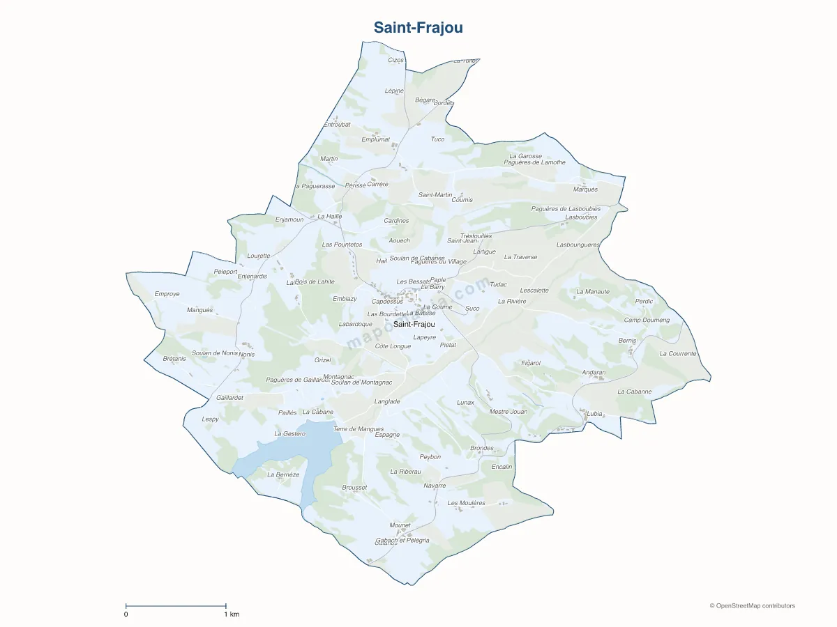 Carte de Saint-Frajou à personnaliser