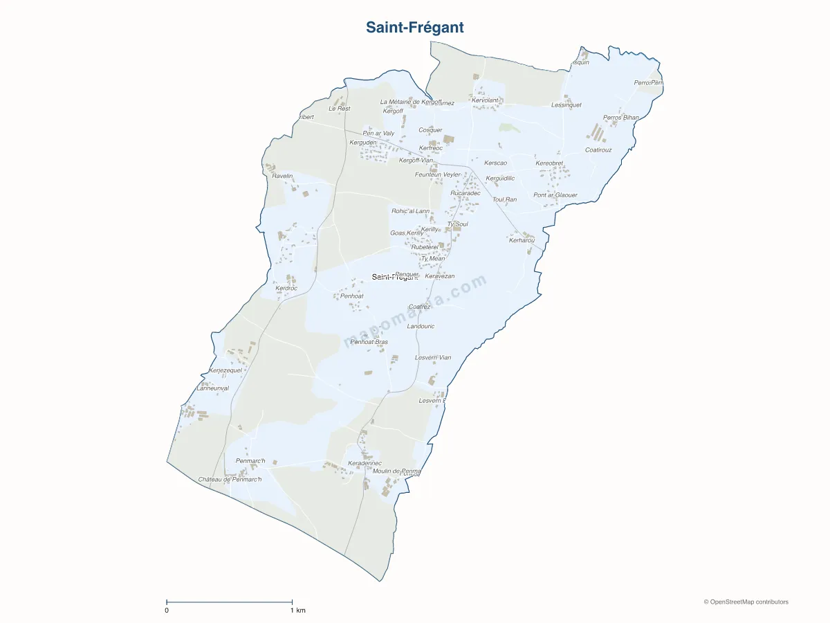 Carte de Saint-Frégant à personnaliser