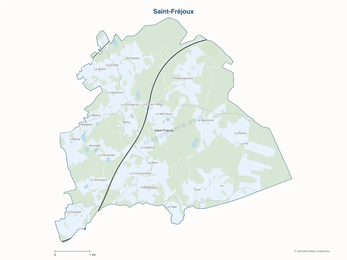 Carte de Saint-Fréjoux à personnaliser