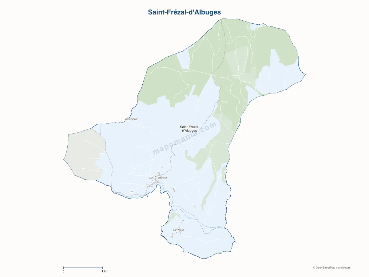 Carte de Saint-Frézal-d'Albuges à personnaliser