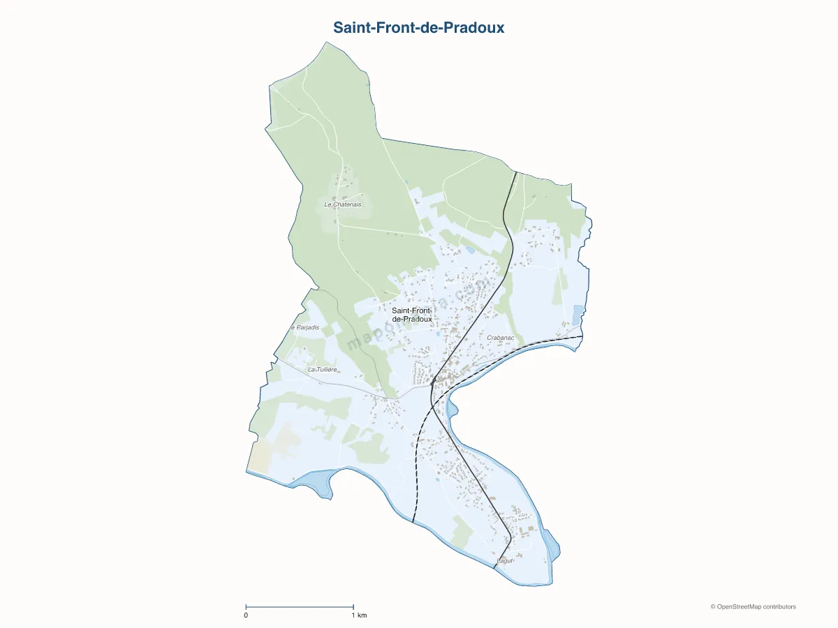 Carte de Saint-Front-de-Pradoux à personnaliser