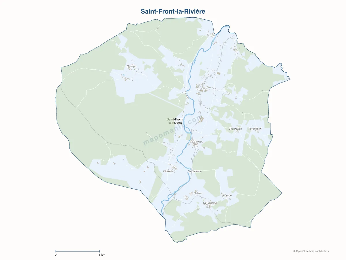 Carte de Saint-Front-la-Rivière à personnaliser