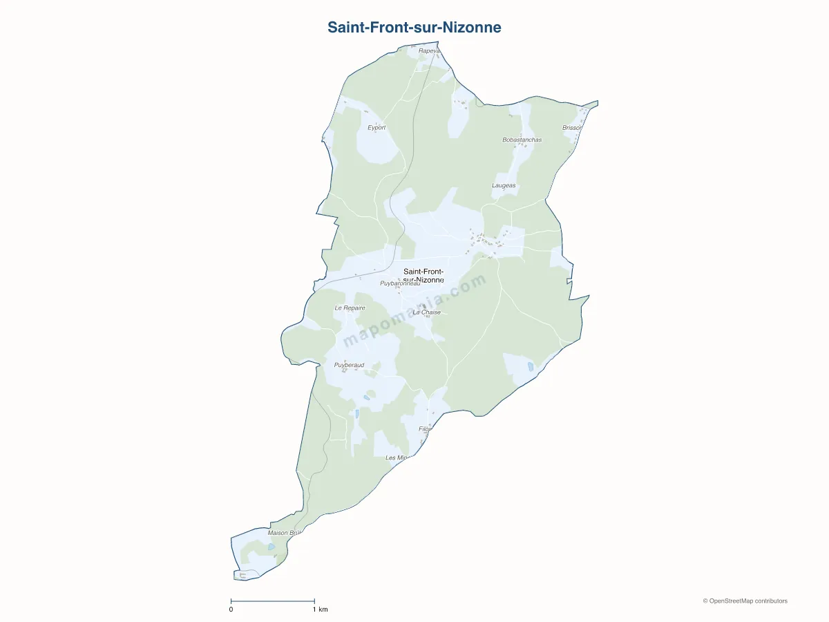 Carte de Saint-Front-sur-Nizonne à personnaliser