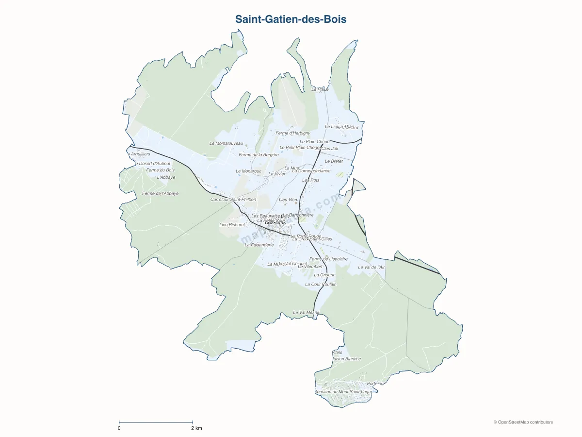 Carte de Saint-Gatien-des-Bois à personnaliser