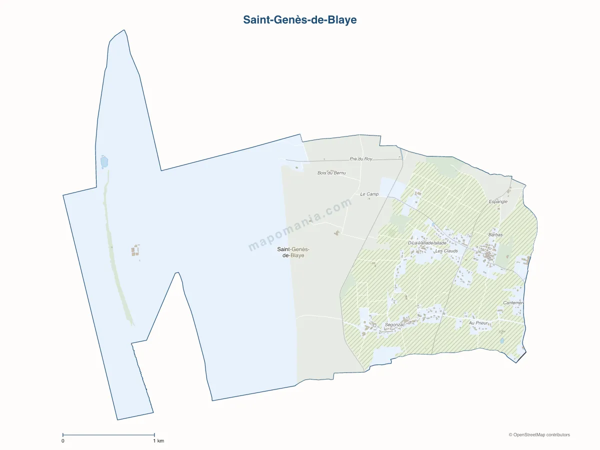 Carte de Saint-Genès-de-Blaye à personnaliser