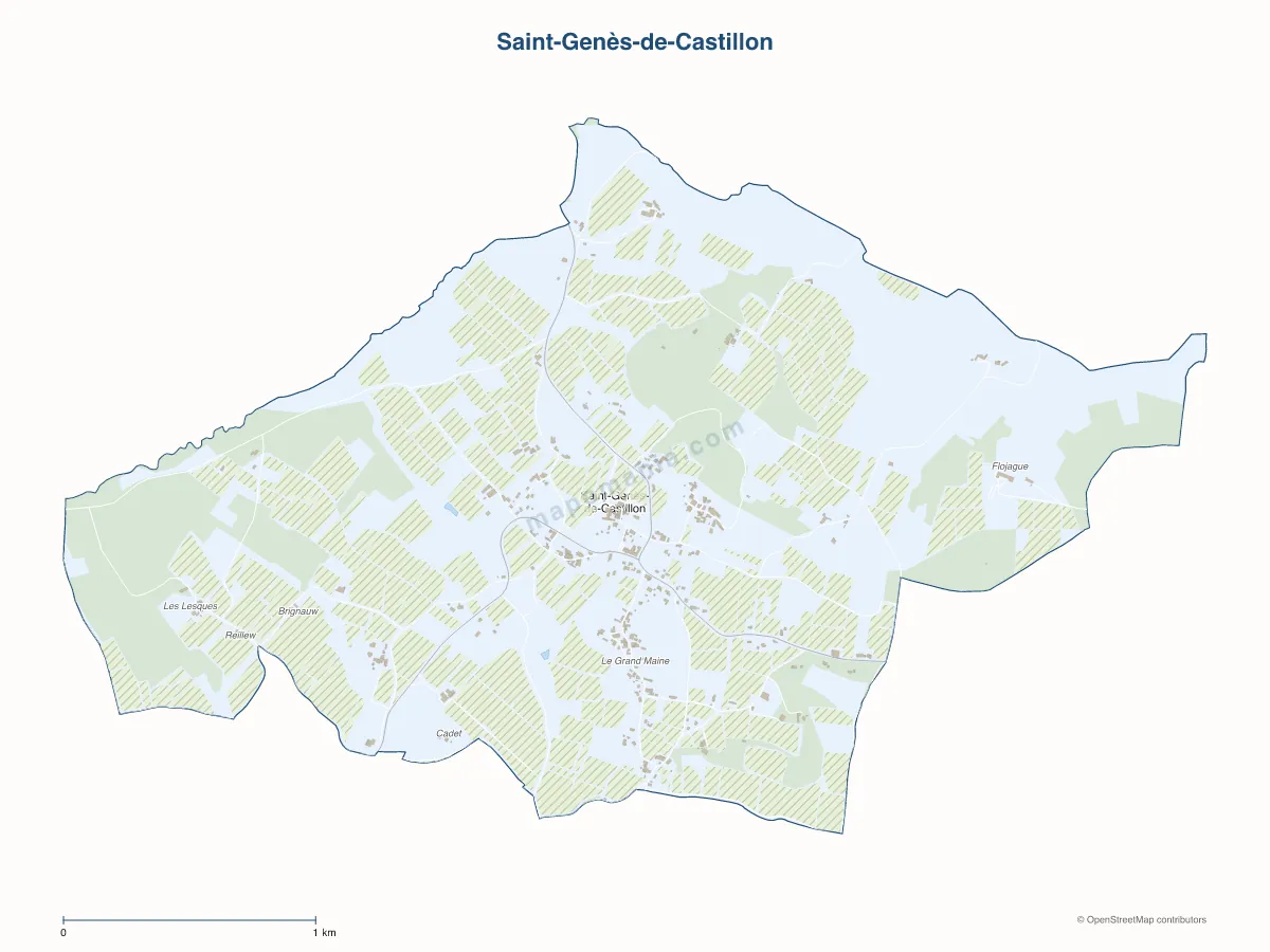 Carte de Saint-Genès-de-Castillon à personnaliser