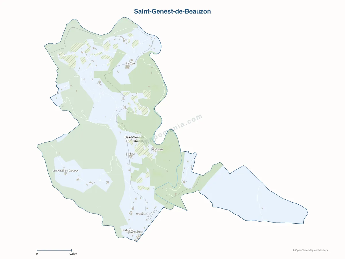 Carte de Saint-Genest-de-Beauzon à personnaliser
