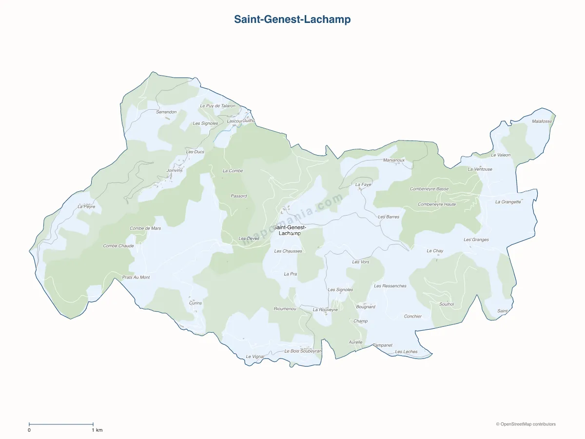 Carte de Saint-Genest-Lachamp à personnaliser