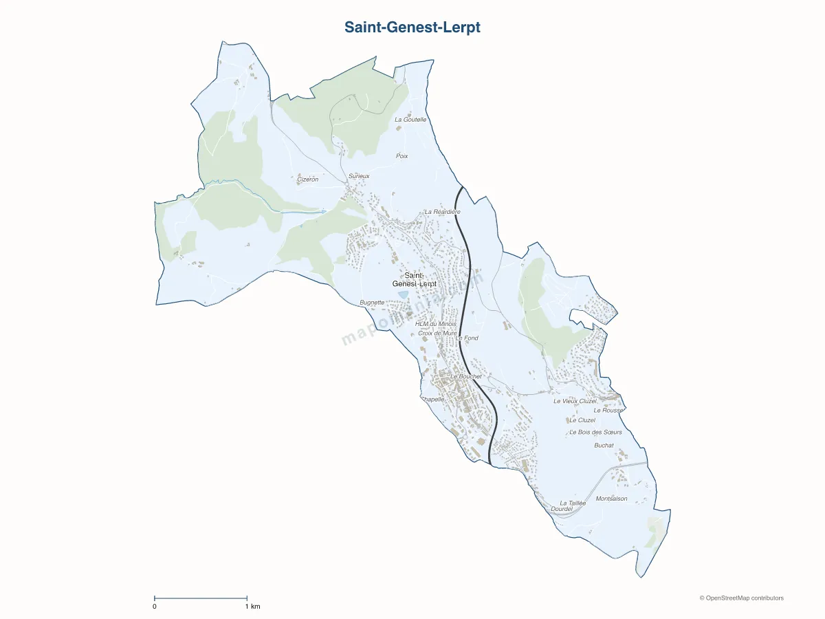 Carte de Saint-Genest-Lerpt à personnaliser