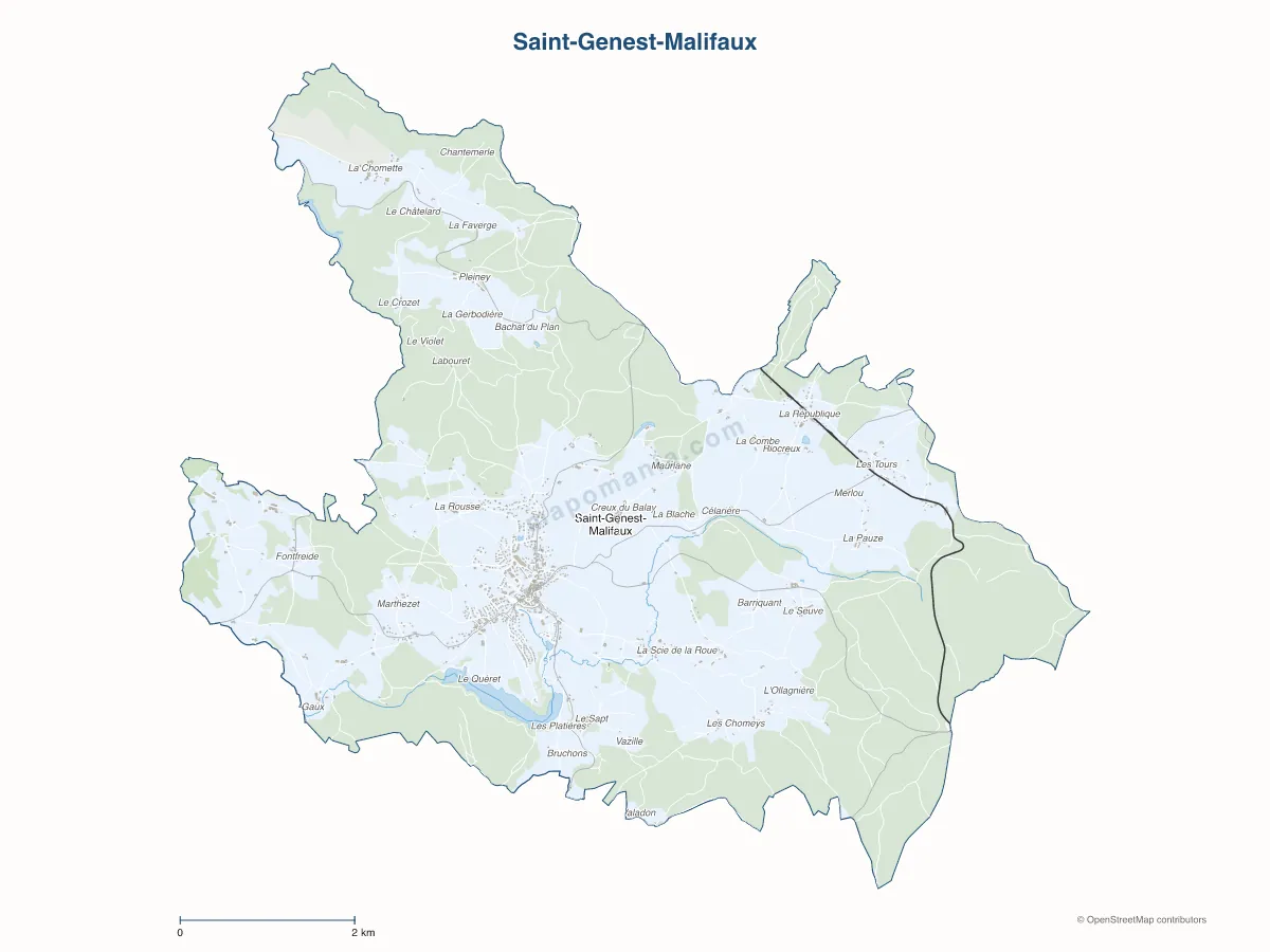 Carte de Saint-Genest-Malifaux à personnaliser