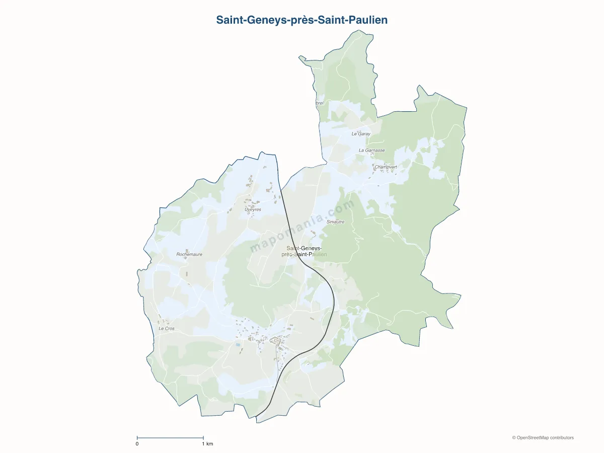Carte de Saint-Geneys-près-Saint-Paulien à personnaliser