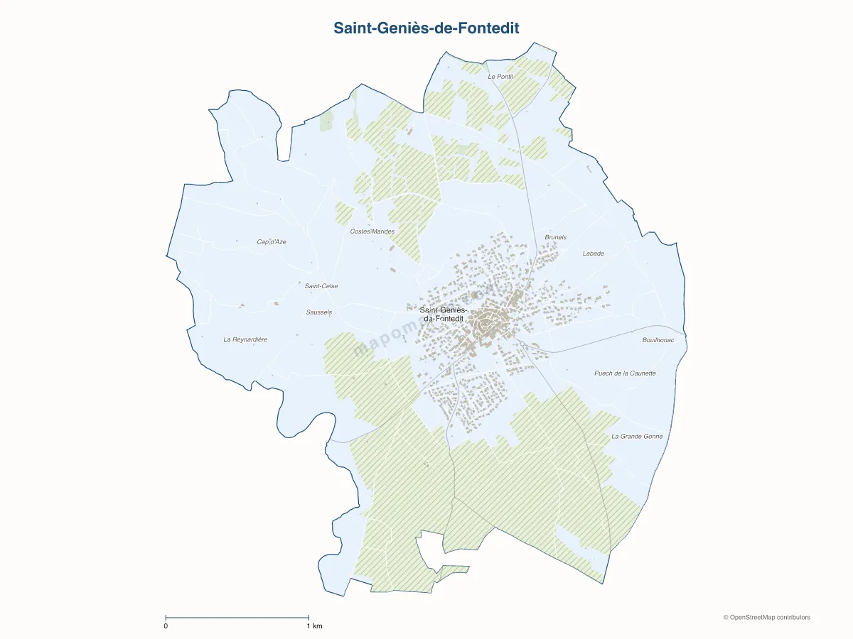 Carte de Saint-Geniès-de-Fontedit à personnaliser