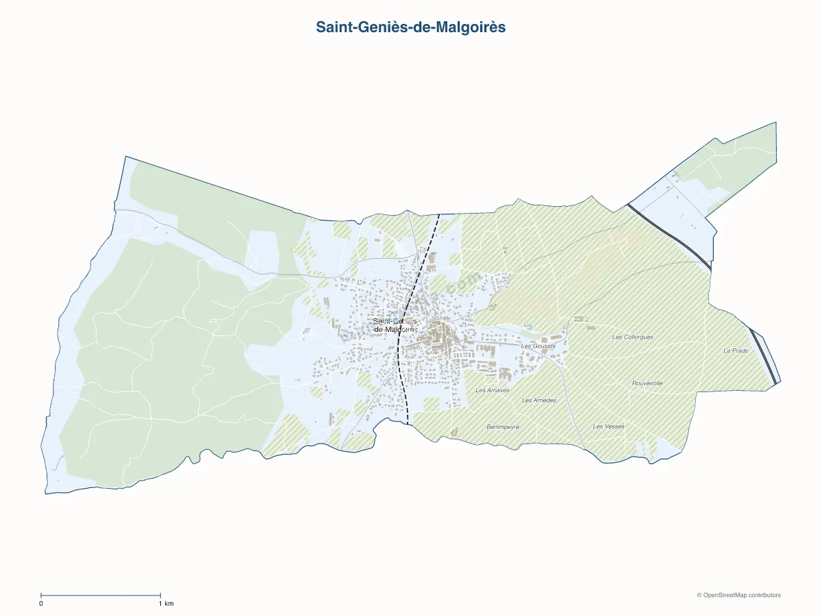 Carte de Saint-Geniès-de-Malgoirès à personnaliser