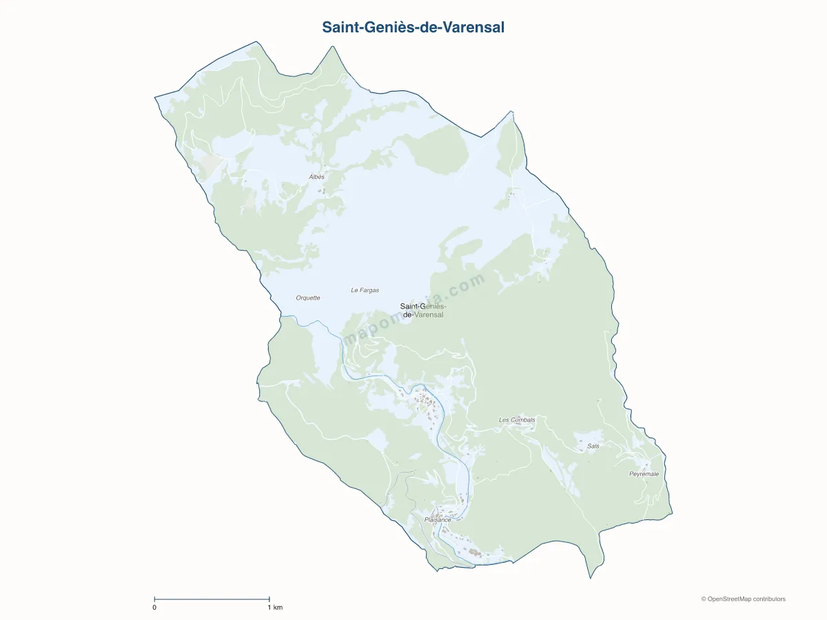 Carte de Saint-Geniès-de-Varensal à personnaliser