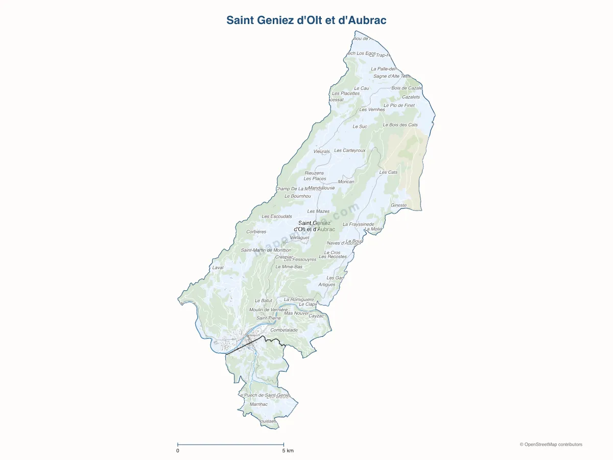 Carte de Saint Geniez d'Olt et d'Aubrac à personnaliser