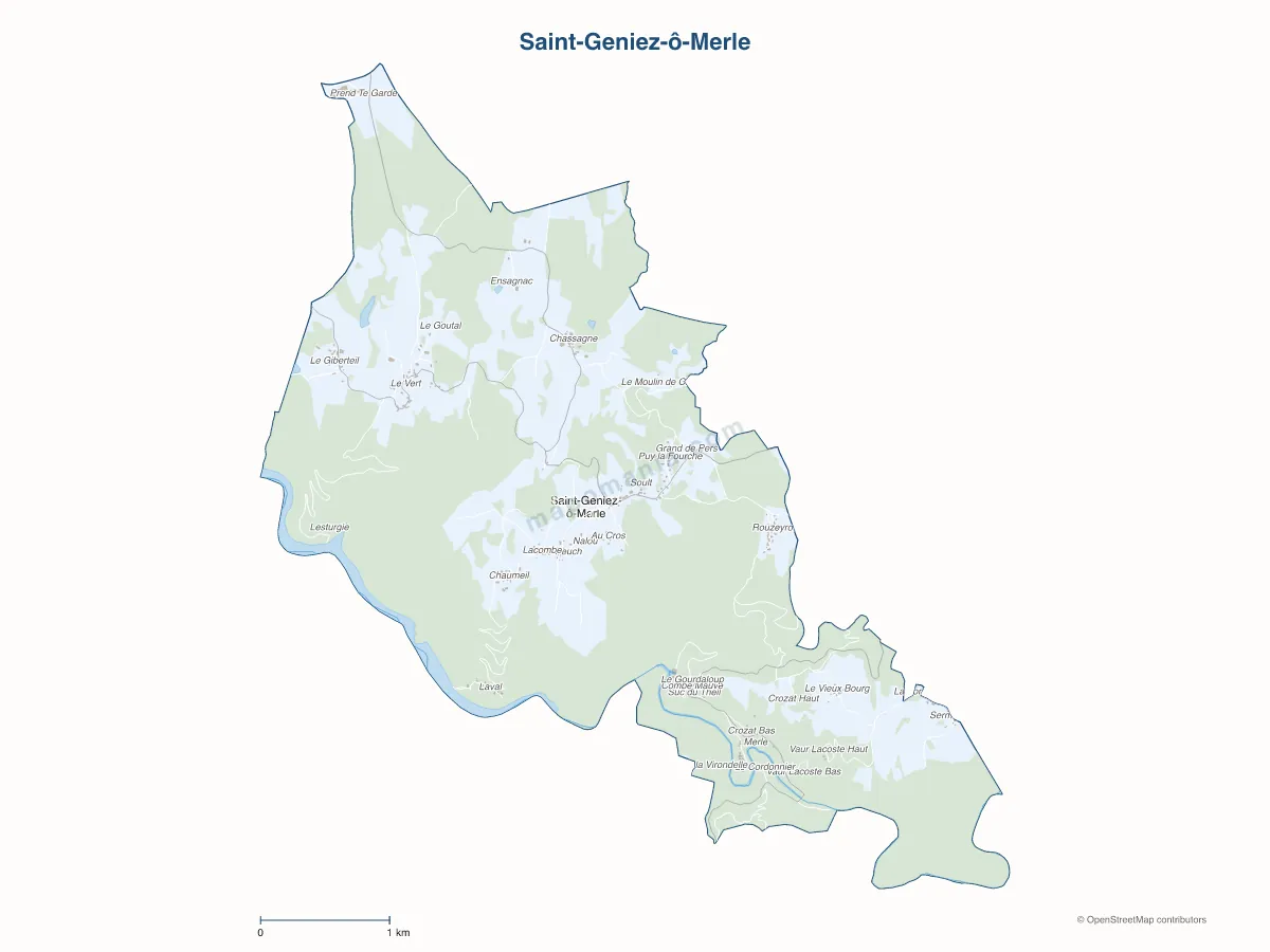 Carte de Saint-Geniez-ô-Merle à personnaliser