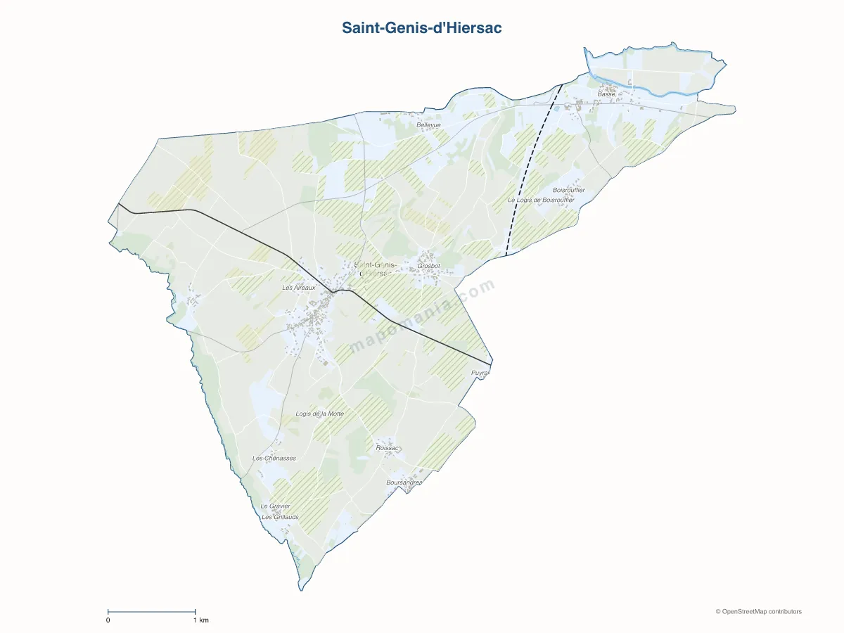 Carte de Saint-Genis-d'Hiersac à personnaliser