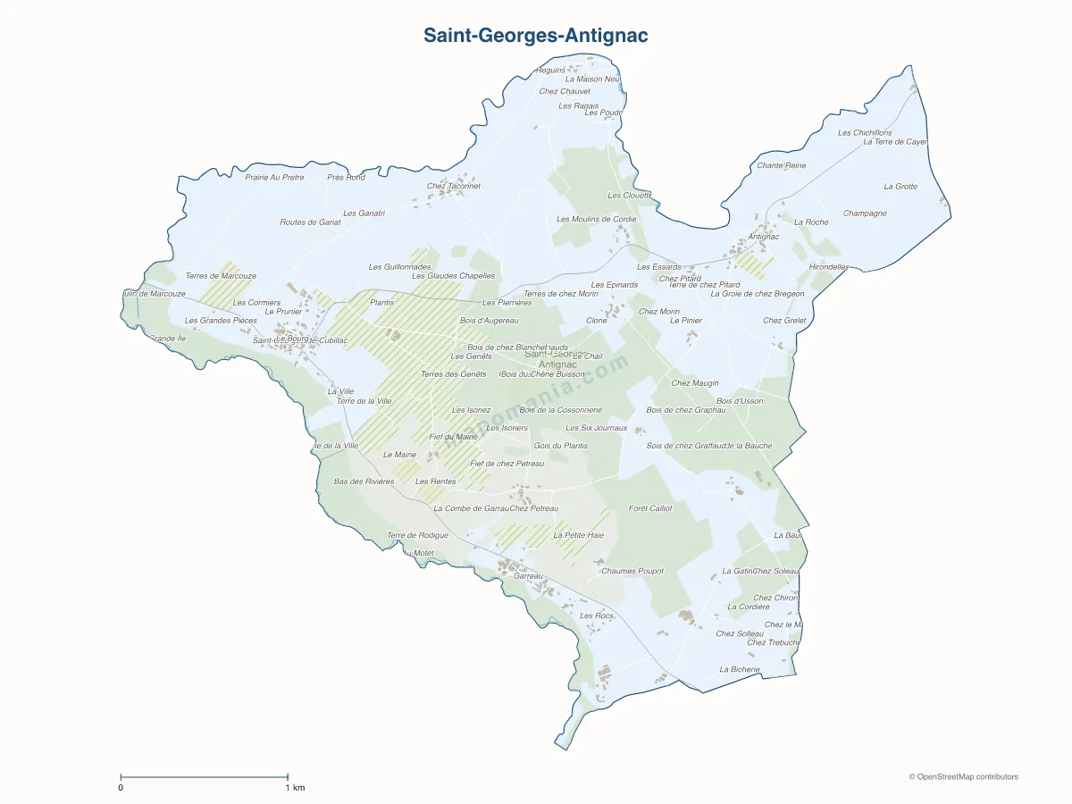 Carte de Saint-Georges-Antignac à personnaliser
