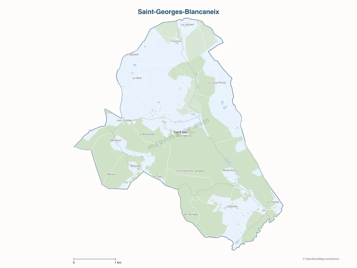 Carte de Saint-Georges-Blancaneix à personnaliser