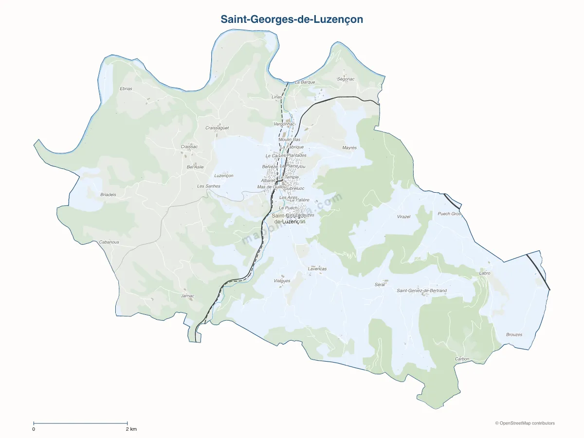 Carte de Saint-Georges-de-Luzençon à personnaliser