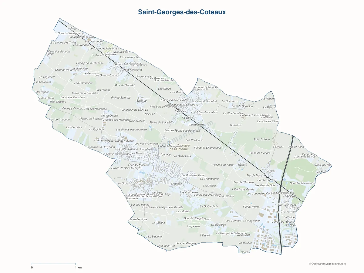Carte de Saint-Georges-des-Coteaux à personnaliser