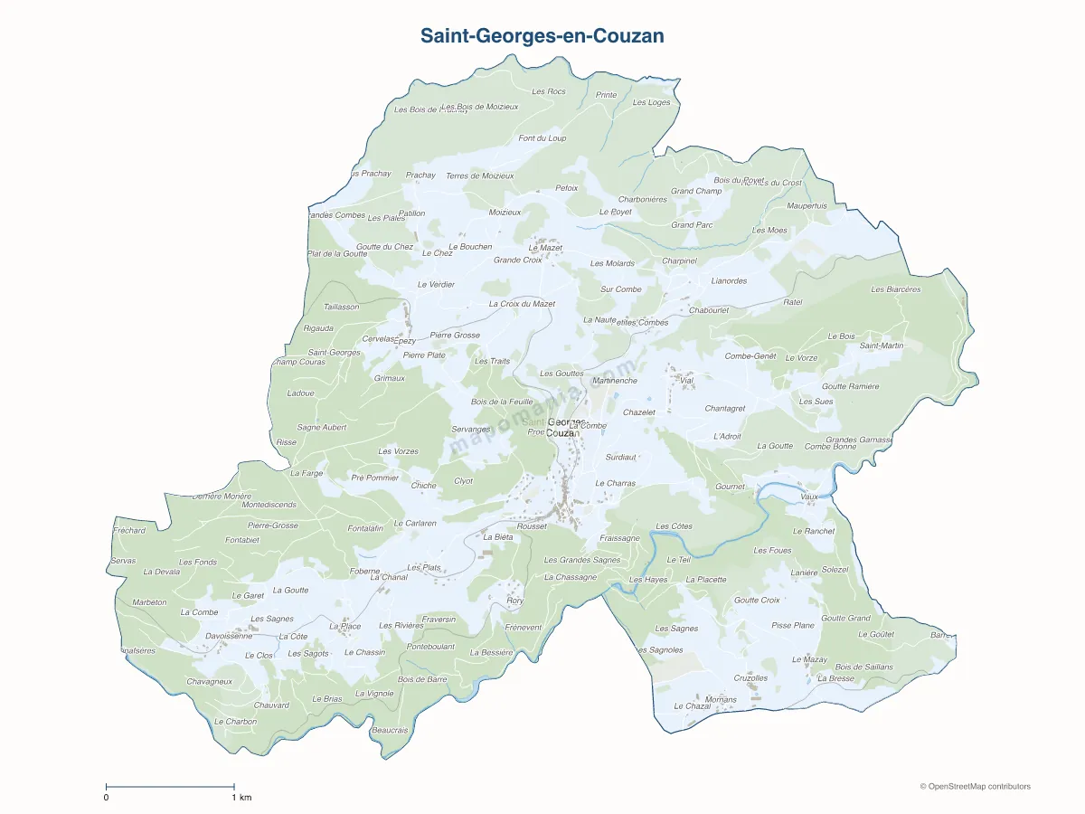 Carte de Saint-Georges-en-Couzan à personnaliser