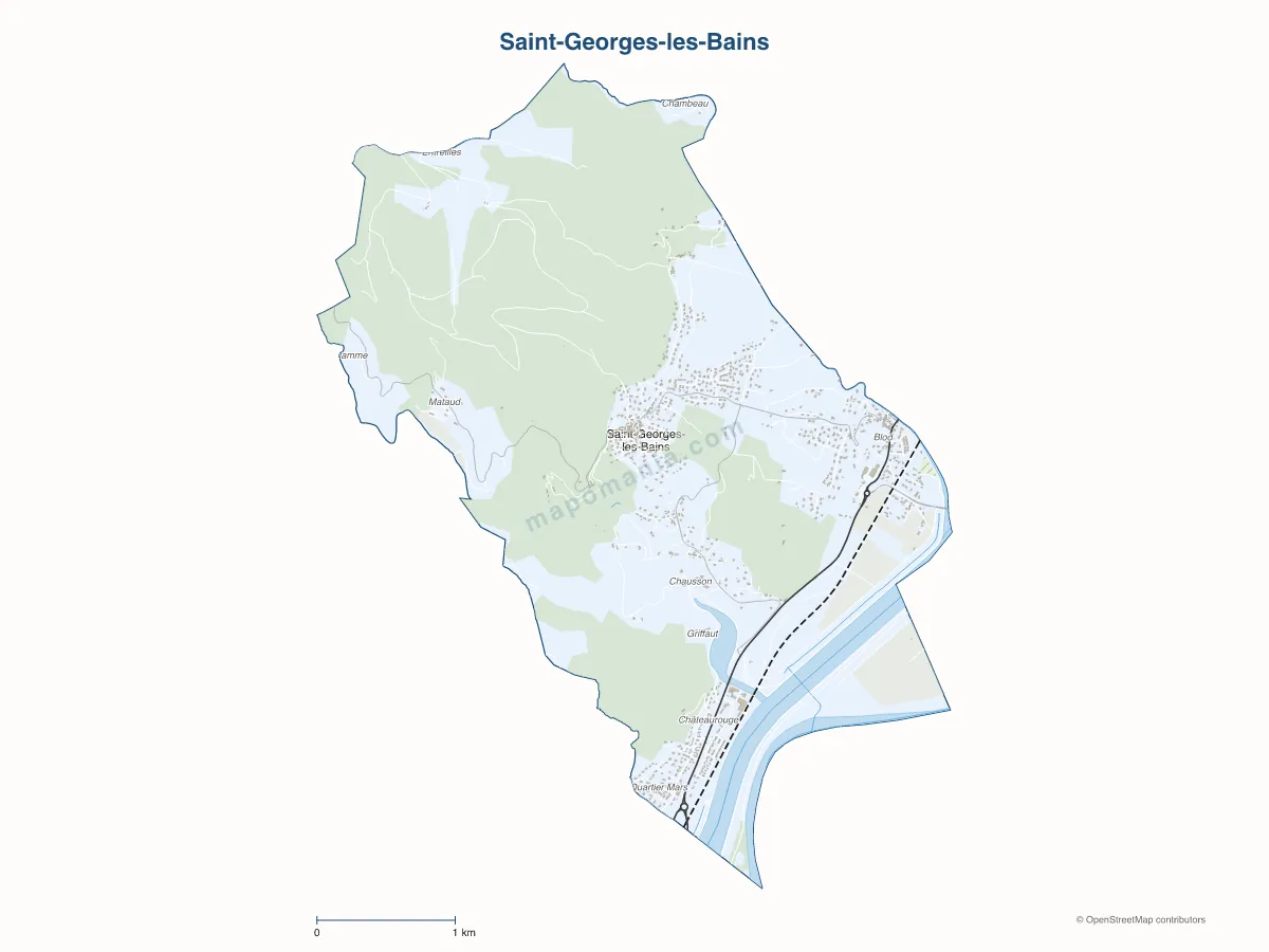 Carte de Saint-Georges-les-Bains à personnaliser