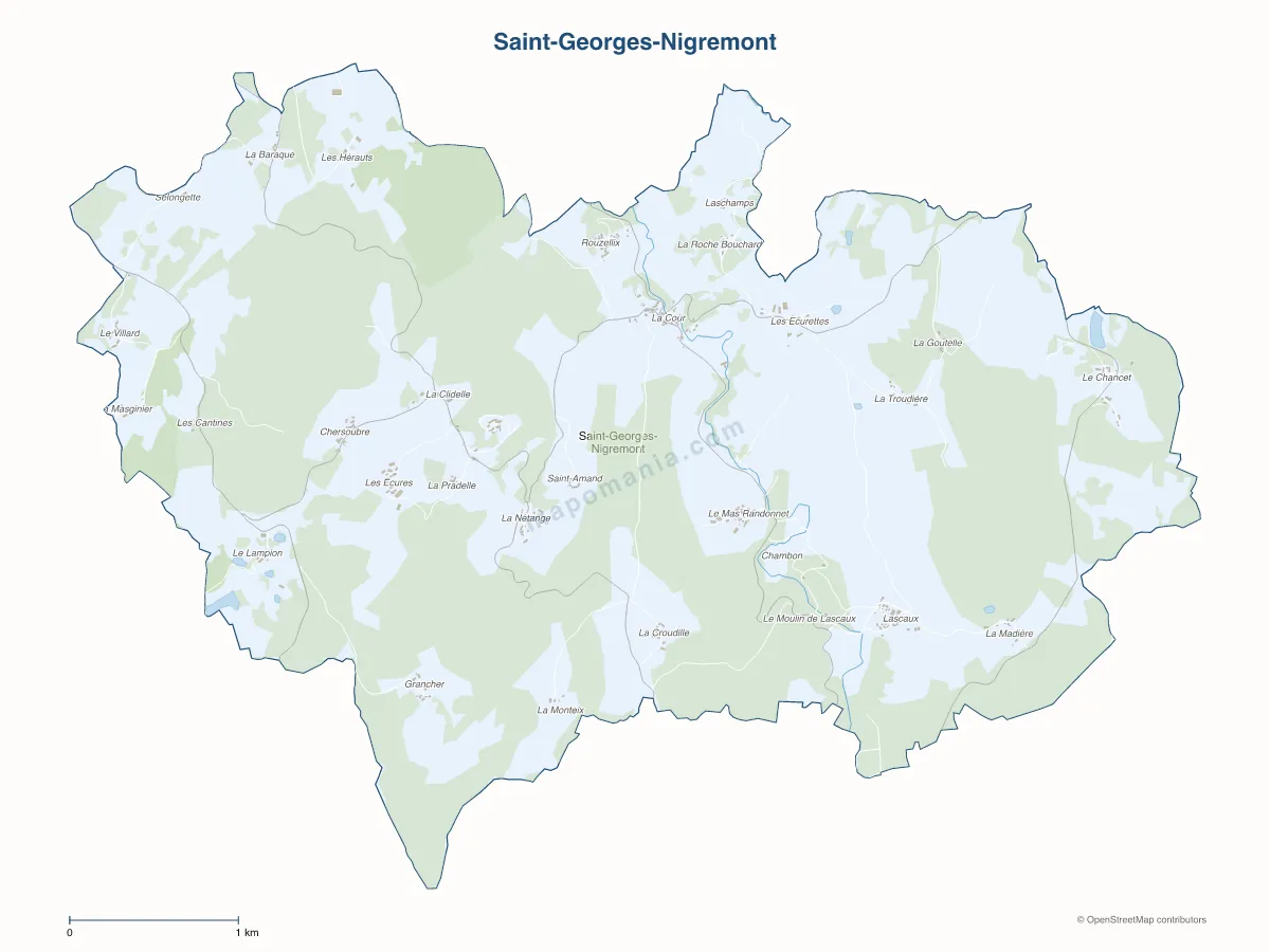 Carte de Saint-Georges-Nigremont à personnaliser