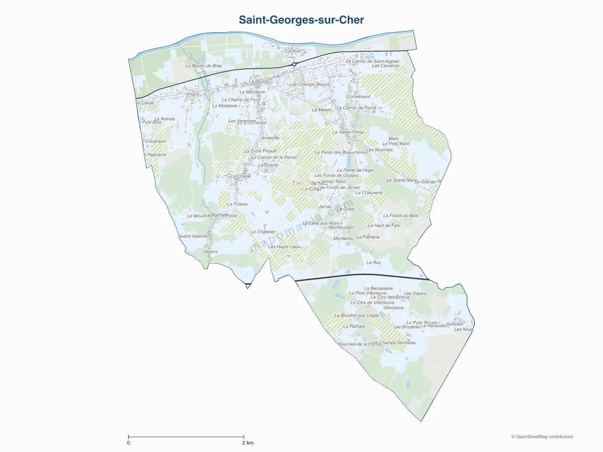 Carte de Saint-Georges-sur-Cher à personnaliser
